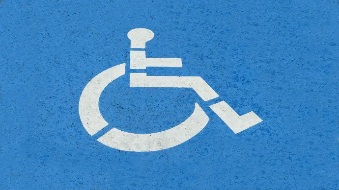 Using vinyl, paint or stickers, Displayworks can add signage to your floors for directional, instructive or saefty use, such as this wheelchair marking. 