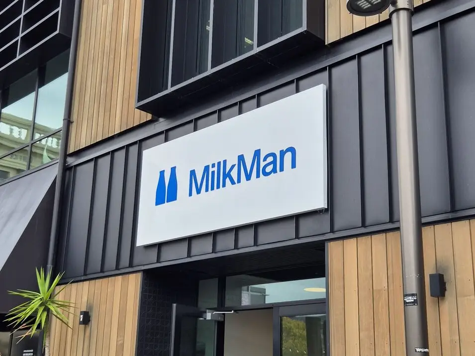 A push through illuminated signage panel for Milkman Coffee Bra in Christchurch by Displayworks