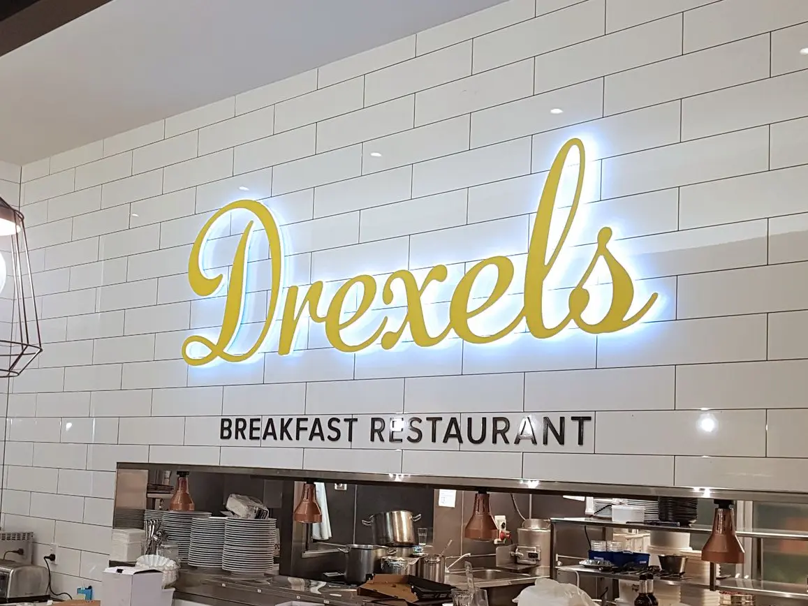 Halo lit letters for Drexels Restaurant signage in Christchurch by Displayworks